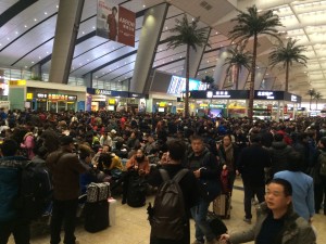 Busy train station due to delays